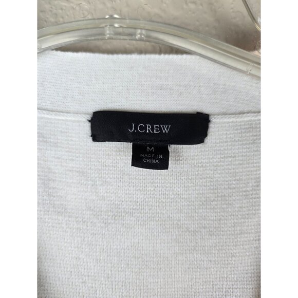 J.Crew Womens Cream V-Neck Cardigan Sweater Cotton Wool Front Pockets - Picture 3 of 8